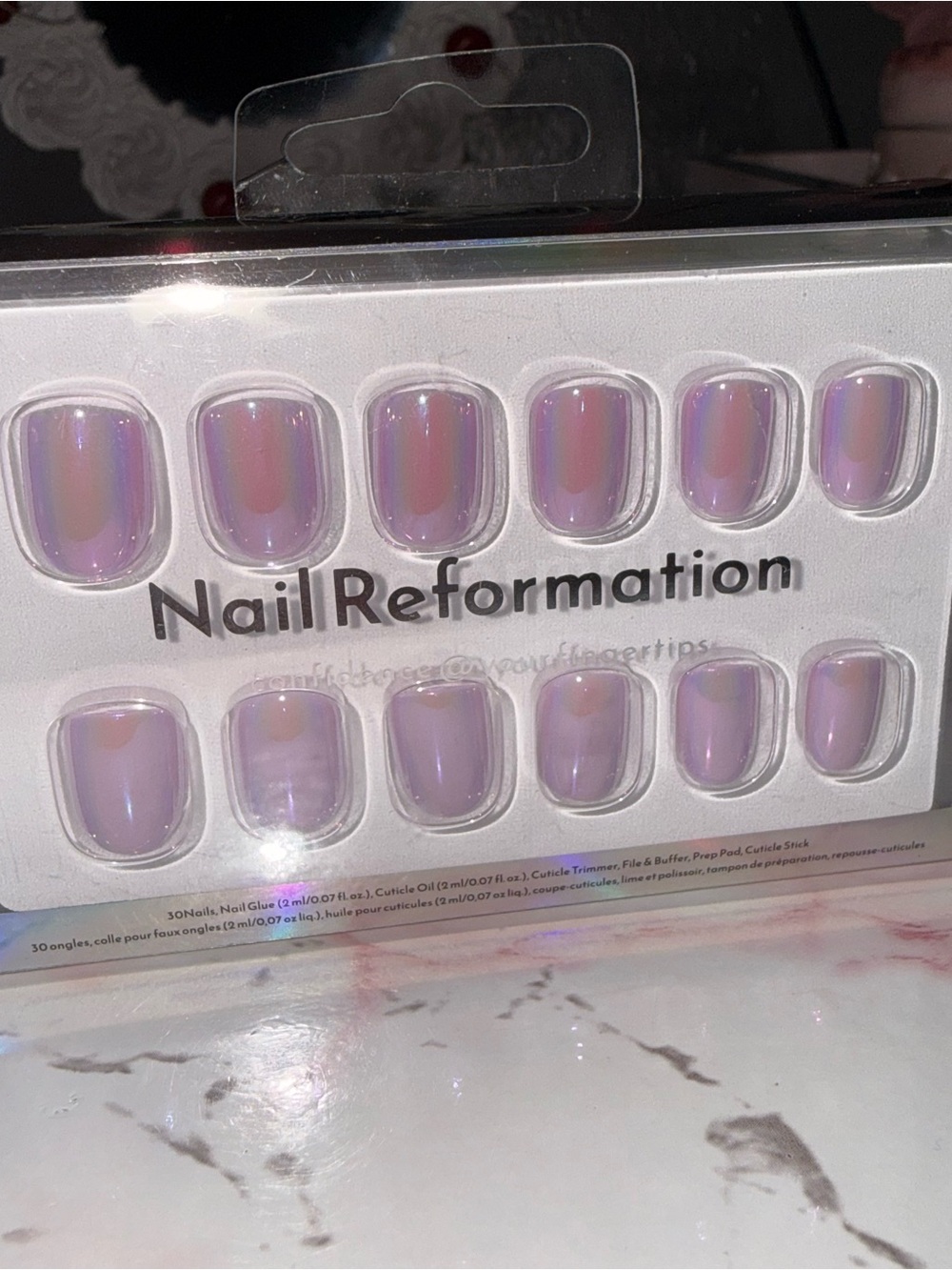 Nail Reformation Iridescent Lilac Short Square Press-On Nails